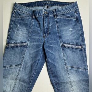 The Skimmer Soft Denim Jeans Moto Cargo Zipper Sz 12 Preloved